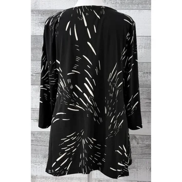 JM Collection 3/4-Sleeve Long Top, Lightweight Black Womens Sz Petite XL - Picture 2 of 10